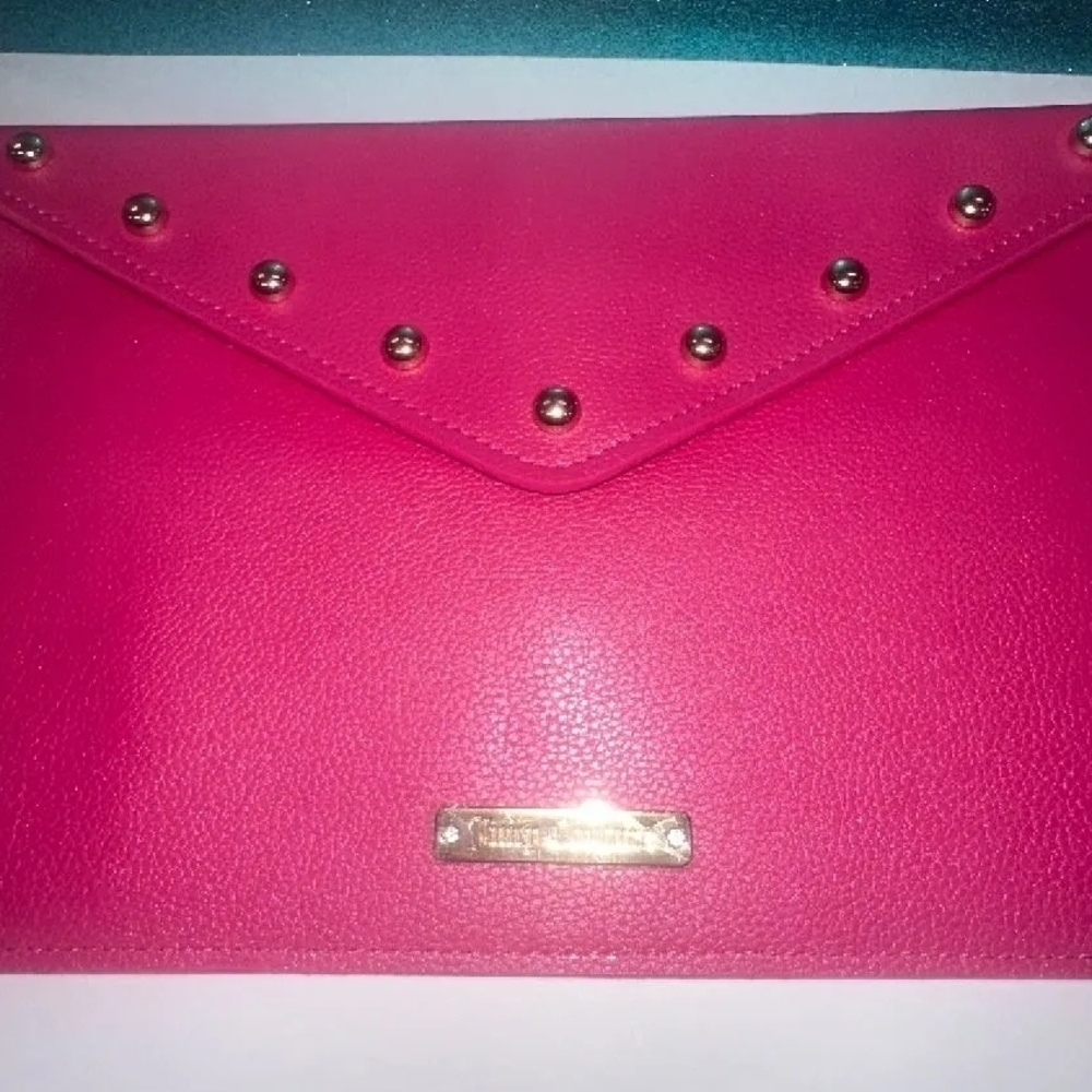 Juicy Couture Hot Pink Envelope Clutch with Gold Plate
